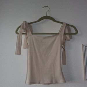 Reformation Smocked Tie Shoulder Top